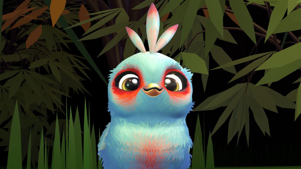 Close-up of the bird in calm blue state