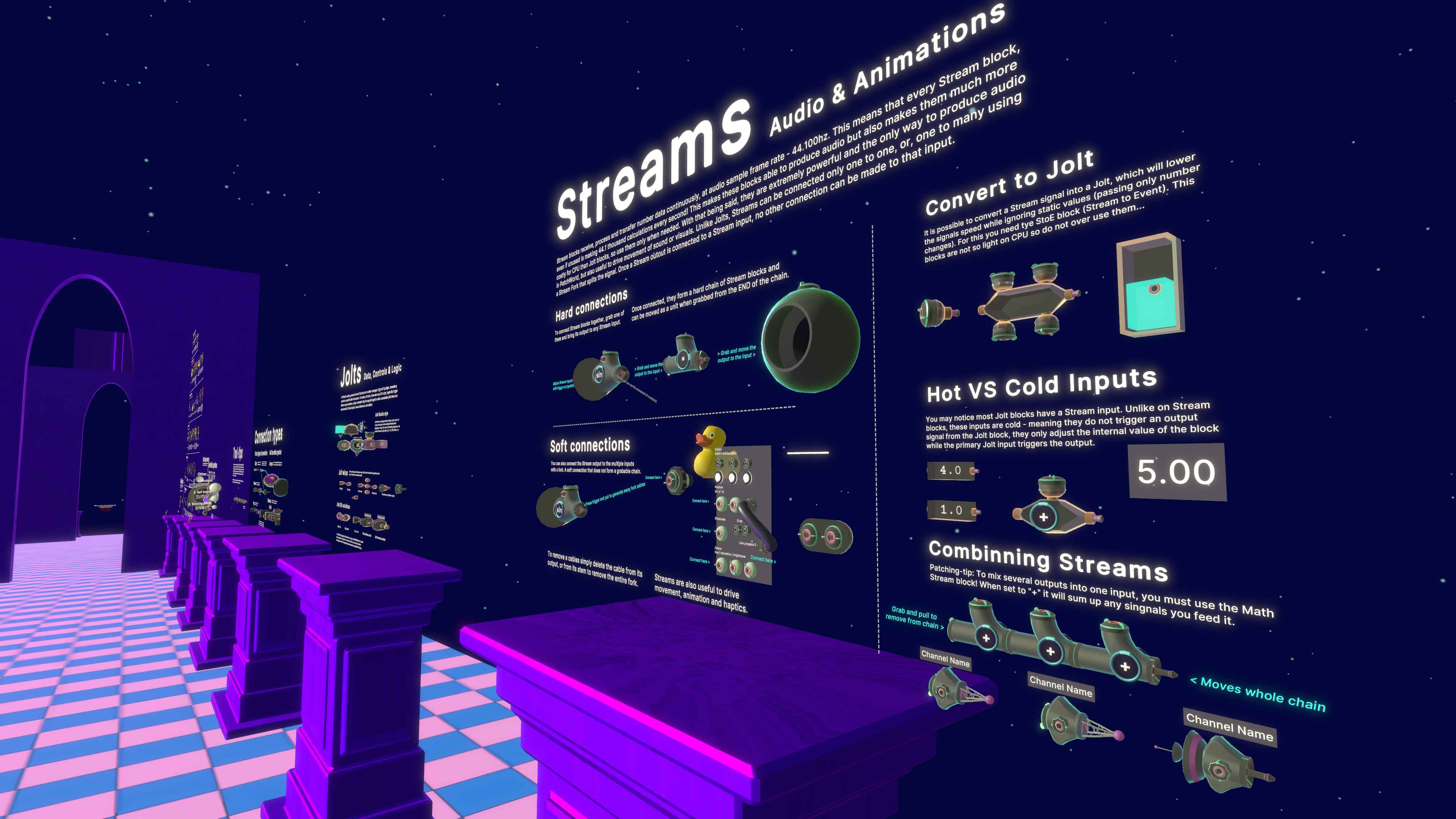 view of a virtual world with tutorial 