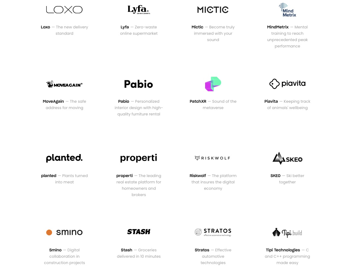 list of the start-up in Serpentine venture firm portfolio