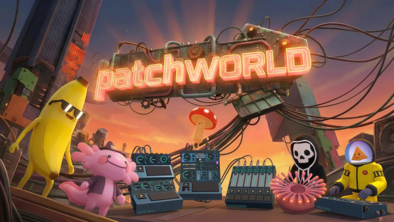 PatchWorld press kit cover for the VR and desktop music creation platform